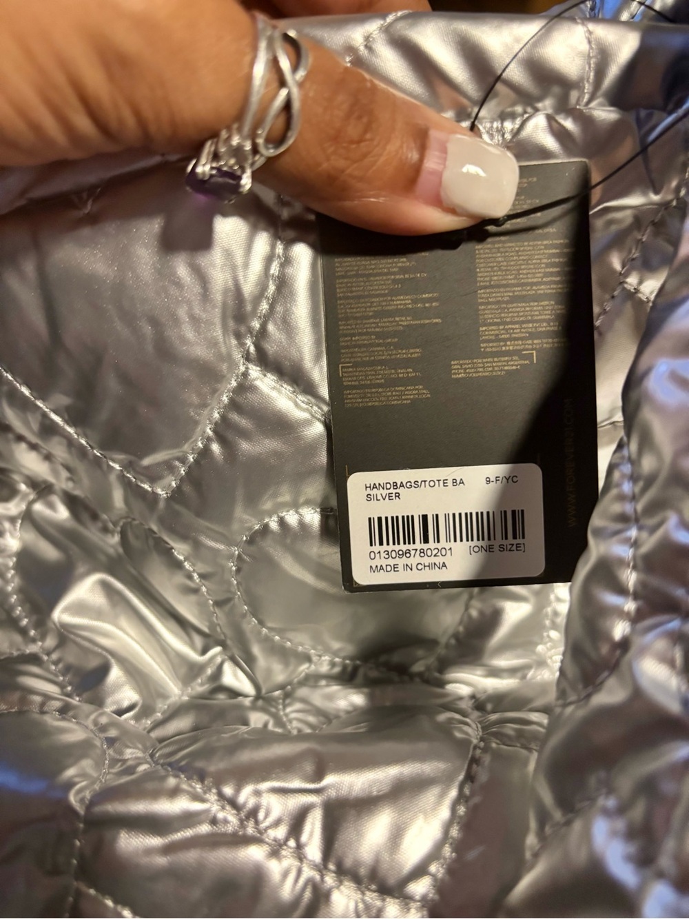 NWT Forever 21 Quilted Hearts Silver Metallic Crossbody Handbag Purse - Picture 7 of 9